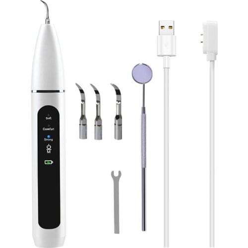 Portable Dental Scaler for Dogs Tartar Stain Plaque Remover USB Charge High-Frequency Vibration 3 Gears Replaceable Working Tips