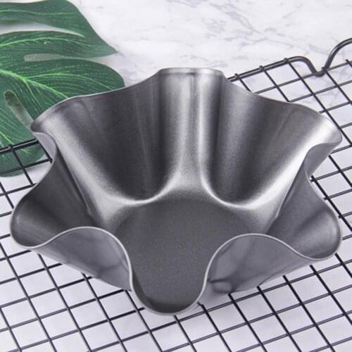 Durable Taco Mold Non-stick Food Grade Carbon Steel Flower Shape One-piece Design Egg Tart Mold for Cooking Kitchen Accessories
