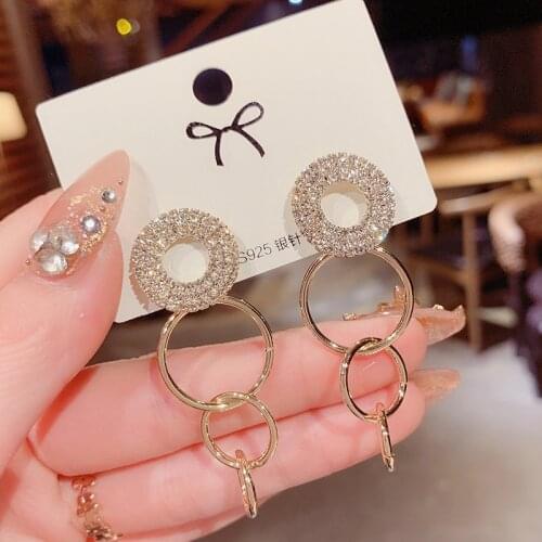 Luxury Rhinestone Geometric Drop Earrings for Women Girls 2021 New Bijoux Square Dangle Earring Party Jewelry Gifts Gold Trendy