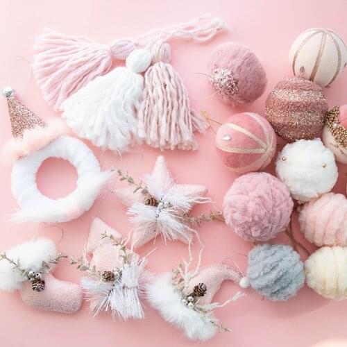 Christmas pink plush small pendant plush ball Christmas tree decoration pendant girl heart ins arrangement