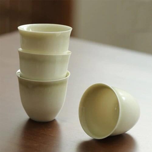 Jingdezhen Grass and Wood Gray Tea Cup Japanese Style Handmade Kung Fu Tea Cup Handmade Tea Cup New Chinese Single Cup Bowl
