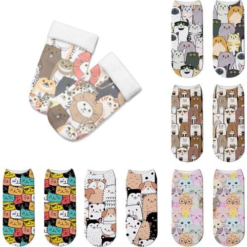 Cute Dog 3D Printing Socks Women Ankle Socks Animal Art Puppy Hosiery Fashion Cool Funny Cat Short Socks Lovely women sock носки