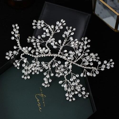 Bride and bridesmaid headdress crystal headband handmade woven rhinestone wedding headdress hair accessories BN