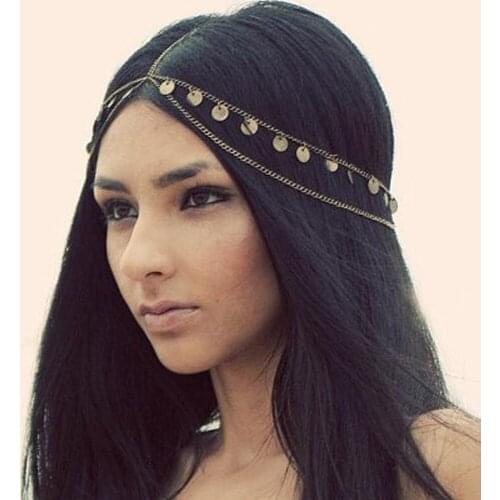 Bohemian hair accessories new tassel pearl head chain fashion super shiny piece tassel chain headdress hair accessories