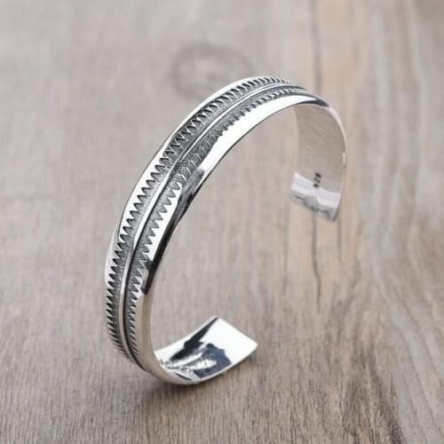 New Arrival 925 Sterling Silver Fashion Sawtooth Design Ladies Bangle Jewelry For Indiana Style Birthday Gift No Fade