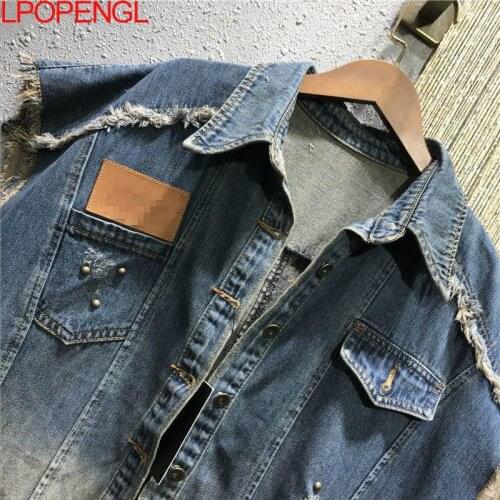Womens Cotton Vest Jacket 2021 New Casual Fashion Harajuku Single-breasted Lapel Loose Raw Edge Stitching Harajuku All-match