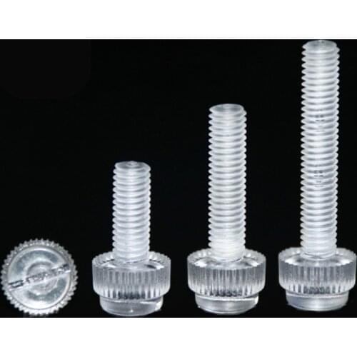 10pcs M6 Slotted knurled plastic screws one word PC acrylic hand screw transparent bolts insulation bolt 5mm-60mm length