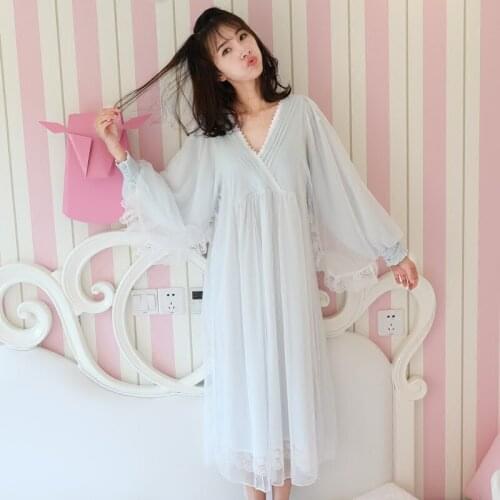 2020 Pregnant Women Cotton Nightgown French Palace Court White Lace Sleeping Princess Dress Bride Pajamas Maternity Nightgown