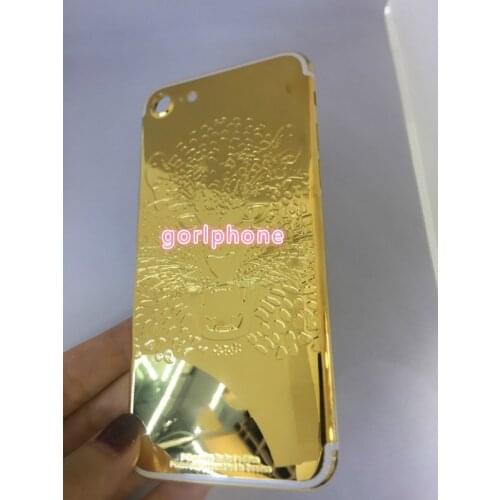 2020 Good Quality Replacement leopard gold housing for phone 7 7G Housing 24k Mirror Gold Rear Door with leopard Logo