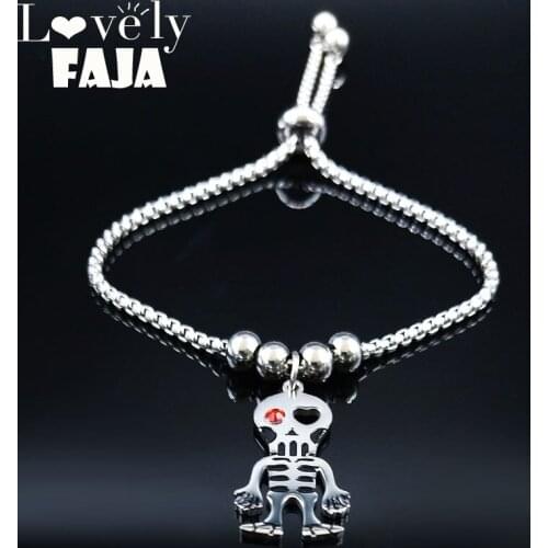 2021 Gothic Skull Stainless Steel Chain Bracelet for Women Silver Color Bracelets Jewelry bijoux acier inoxydable femme B18533