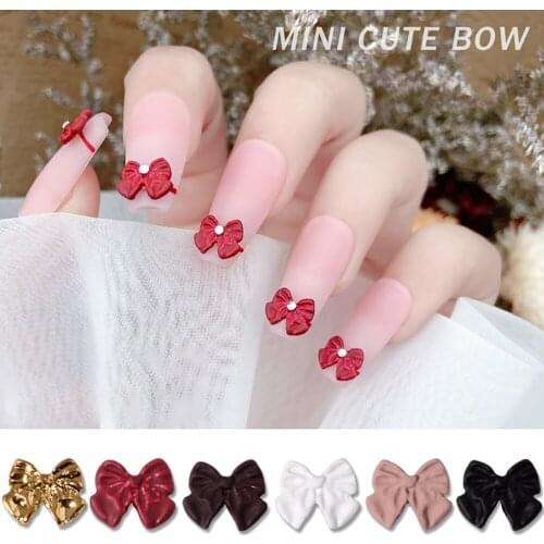 5Pcs/pack Delicate Alloy Bowknot Nail Jewelry DIY New Year Nail Art Decoration 3D Nail Decor Charms Manicure Ornaments