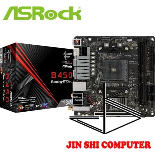 ASRock Fatal1ty B450 Gaming-ITX/ac Supports AMD AM4 Socket Ryzen™ 2000, 3000 . 5000 Series Desktop Processors Supports DDR4