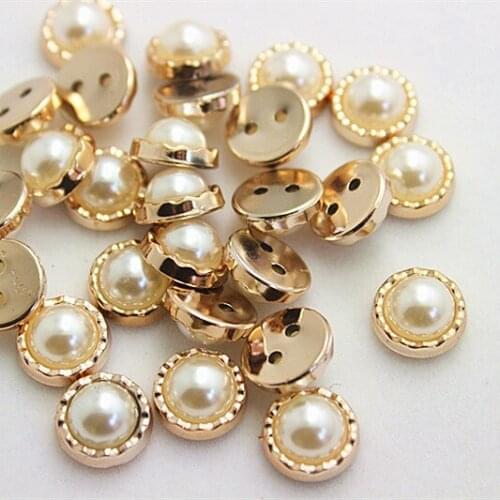 11mm white ABS plastic gold circle imitation pearl buttons flatback for DIY garment accessories supplies,50pcs/lot