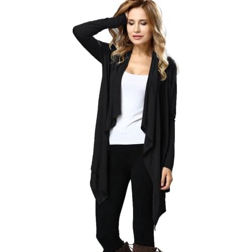 Free Shipping Asymmetric Neck Casual Kint Cardigans For Women Irregular Hem Drape Front Open Cardigan Long Sleeve 3SZ60004
