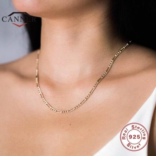 CANNER 925 Sterling Silver INS Minimalist Chain Female Chokers Necklace For Women Clavicle Chain Jewelry collares free shipping