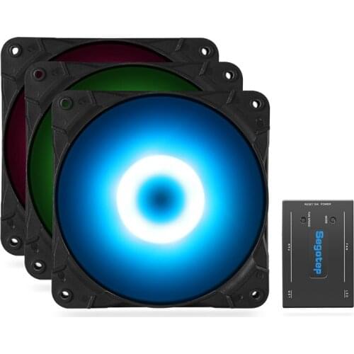 Segotep Moparty RGB Fans Kit 3 Fans Set Computer Case Fan Case Cooler Remote Control Changing Color 3 Mode 42CFM 24.5dB Silent