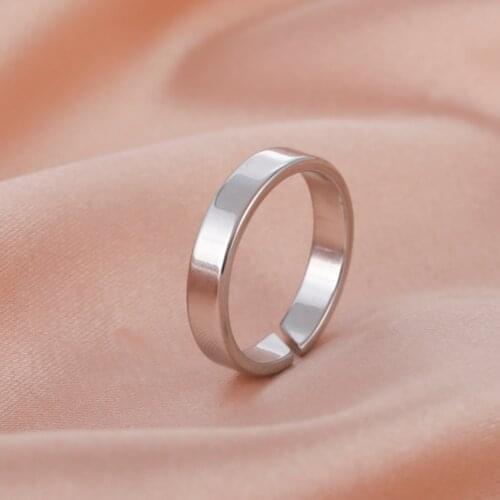 COOLTIME Simple Couple Women Rings Men Engagement Wedding Gift Stainless Steel Minimalist Open Ring Fashion Jewelry Wholesale