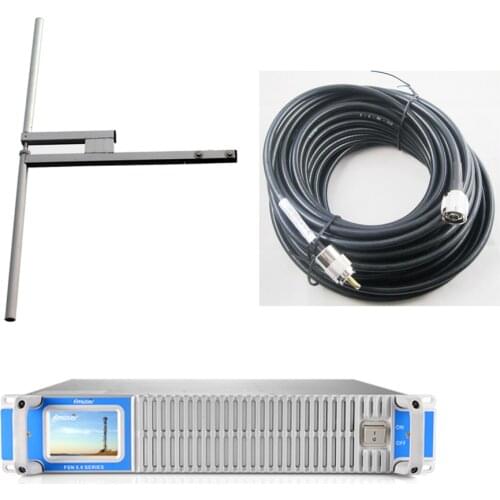 Fmuser 1000W 1KW Fm transmitter+1/4 wave DV2 high gain antenna +30meters feeding tube RF cable