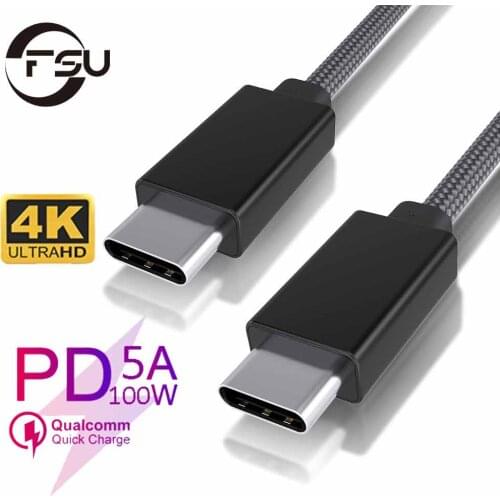 FUS 100W USB C To Type C Cable USB-C PD Fast Charger Cord Type-c Cable for Xiaomi Mi 10 Pro Samsung S20 Macbook IPad Huawei