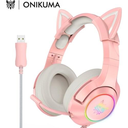 ONIKUMA K9 Gaming Headphones For Girl Kid PC Stereo Gaming Headsets With Mic & LED Light For Laptop/ PS4/Xbox One Controller