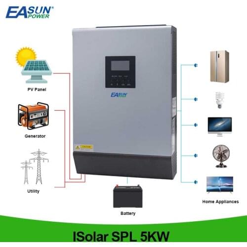 Easun Power 5000VA 4000W 220VAC 48V Hybrid Solar Inverter Pure Sine Wave Output Built-in PWM 50A Solar Charge Controller