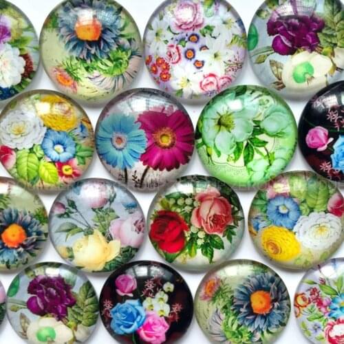 ZEROUP round photo glass cabochon mixed pattern fit cameo base setting for jewelry flatback 20pcs/lot TP-132
