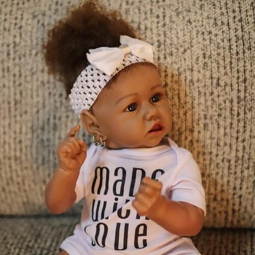 Crooked Mouth Silicone Reborn Baby Doll 58CM 22inch Long Hair Smile Newborn Princess Hat Birthday Gift Toy Soft Vinyl