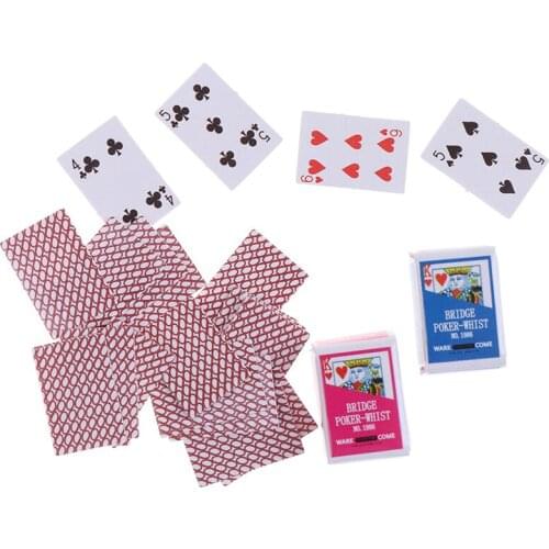 Cute 1:12 Miniature Games Poker Miniature For Dolls Accessory Home Decoration Mini Dollhouse Playing Cards