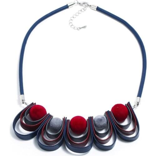 Fashion Trend Joker Cloth Art Circle Bead Necklace Geometric Short Dress Accessories Necklace Accessories