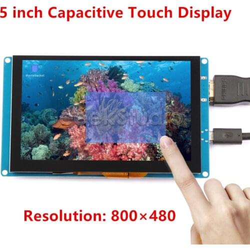 Free Driver 5 inch 800*480 Display Capacitive Touch Screen Monitor for Raspberry Pi 4 B All Platform, PC , BeagleBone Black