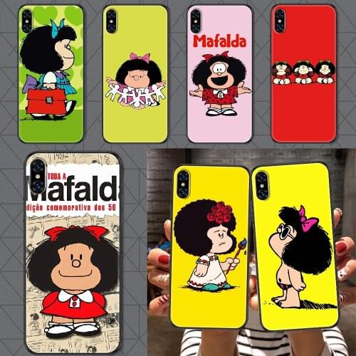 Cartoon Mafalda Phone Case Cover Hull For iphone 5 5s se 2 6 6s 7 8 12 mini plus X XS XR 11 PRO MAX black soft waterproof
