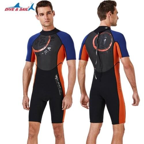 Mens Womens Wetsuit 1.5mm Back Zip Shorty Black/Orange Spring Shortie Wet Suit Scuba Diving Snorkeling Water Sports One Piece