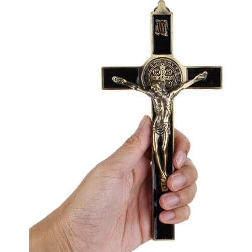 19.5x9.5cm Wall Crucifix Cross Jesus Christ Religious Saint 3D Craft Decor Jesus Christ On The Stand Antique Decoration