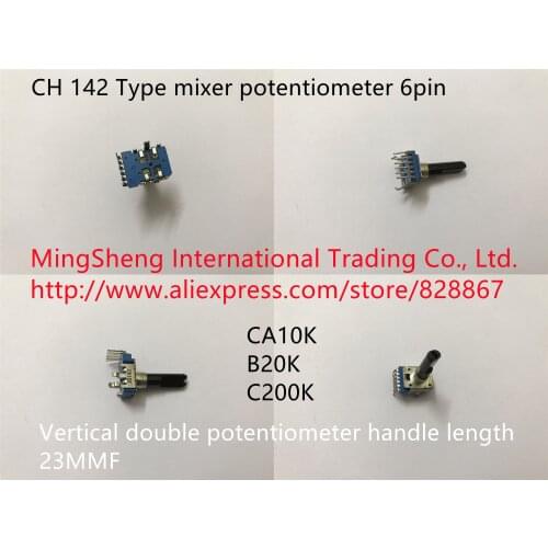 Original new 100% mixer potentiometer CH 142 type vertical double potentiometer CA10K B20K C200K 23MMF 6pin long handle (SWITCH)