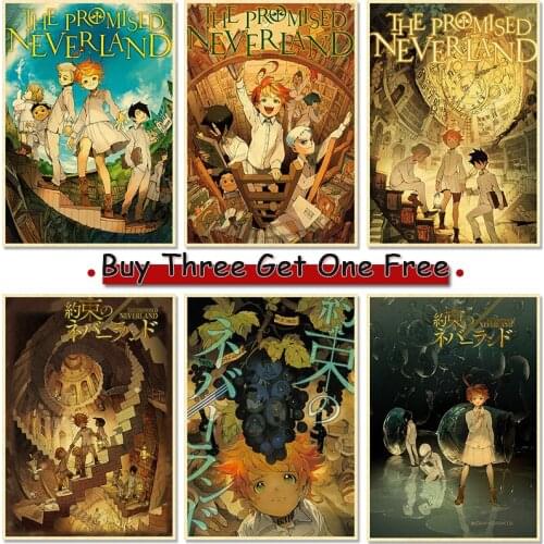 The Promised Neverland Anime Poster, Kraft Paper Vintage Print 4K High Quality Home Interior Decoration Picture Art Wall Sticker