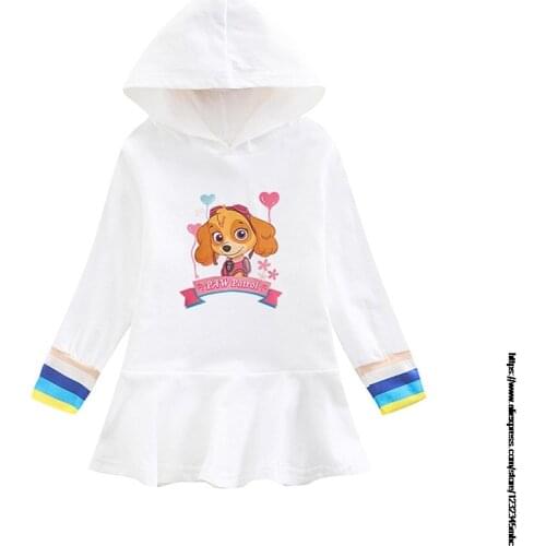 Cartoon Paw Patrol Print Hoodie Dress for Kids Girls Cotton Sweatshirt Baby Childrens Autumn Fashion Clothes Wear