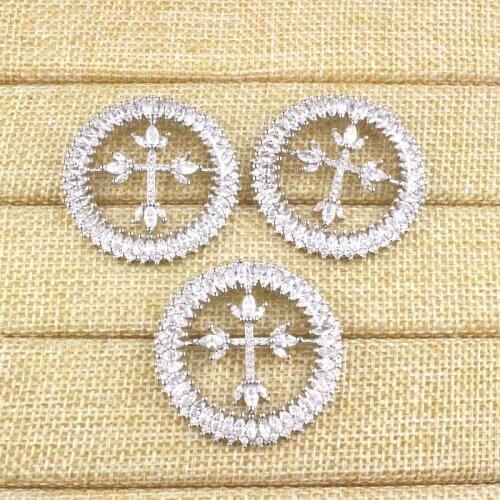38mm 10pcs/lot New fashion cz pendant,cross shape cubic zircon charm,necklace accessories jewelry wholesale