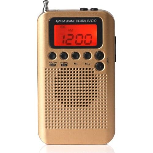 Portable AM/FM Stereo Radio Pocket 2-Band Digital Tuning Radio Mini Receiver w/ Earphone Lanyard 1.3" LCD Display Screen