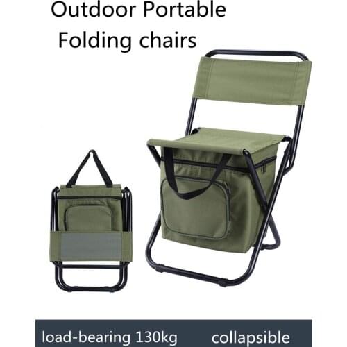 Outdoor Portable Folding With Ice Pack Storage Bag Leisure Chair Camping Trip Hiking Fishing Chair