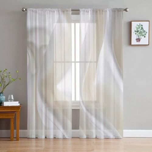 Luxury Tulle Curtains Silk Marble Agate Summer Living Room Kitchen Chiffon Curtain Youth Bedroom Sheer Floor Valance Curtain
