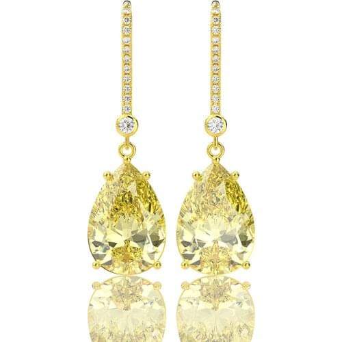 Handmade Pear cut 3ct Topaz Diamond Drop earring Real 925 Sterling silver Wedding Dangle Earrings for women Party jewelry