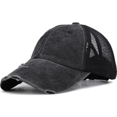 Sunscreen Mesh Breathable Baseball Hat Cotton Ponytail Hat With Adjustable Back Closure For Running Cycling Outdoor Sportsym