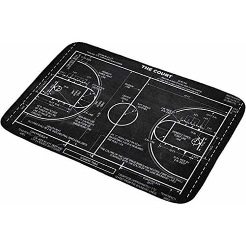 Sports Bath Mat Basketball Court Playground Layout Floor Plan Design Absorbent Doormat, Non-Slip Bath Rugs for Bathroom/Shower K