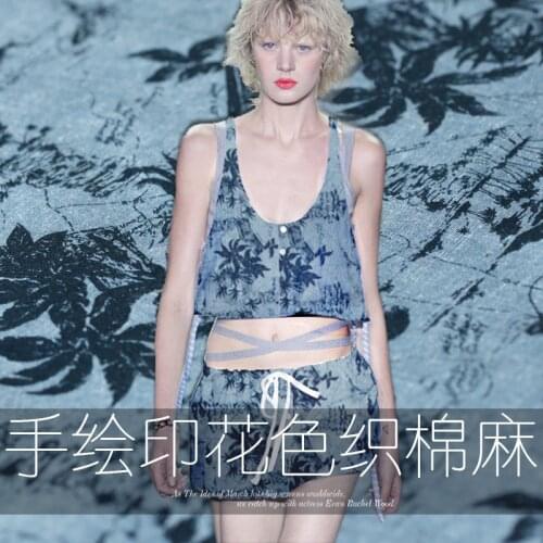 Tel Avivs beach island style hand-painted tonic cotton linen natural material clothing fabric