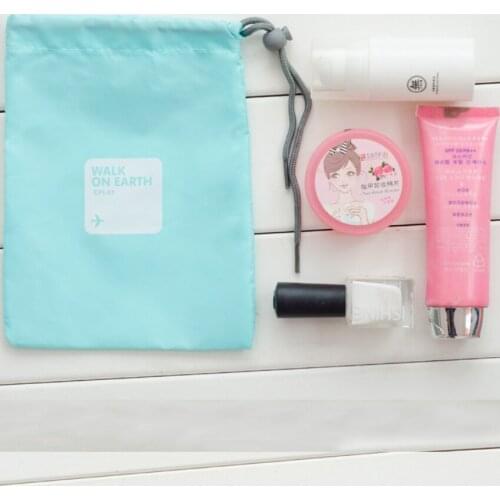 High quality polyester drawstring packaging bag pouch custom polyester produce cosmetic bag for