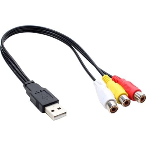 High Speed 3.5 mm Male USB To 3 RCA Female Plug Adapter Audio Converter Video AV Cable Wire Cord 2.5mm to RCA 25cm