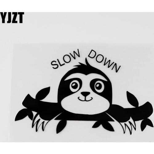 YJZT 14CMX8.9CM Slow Down Cute Animal Baby Sloth Vinyl Decal Car Sticker 8C-0020