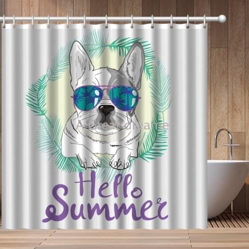 Cute 3D Print Animal Dog Cat Shower Curtain Fashion Bathroom Waterproof With Hook Cartoon Kids Funny Bath Curtains