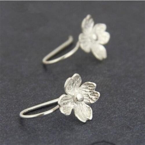Season Gate 925 Sterling Silver Ethnic Style Lucky Flower Four Leaf Flower Fashion Earrings for Women Girls Jewelry Gift SE041