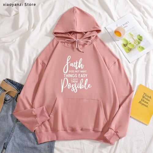 Faith Possible Letter Print hoodies Women sweatshirts Loose 2020 sportswear Women pullovers